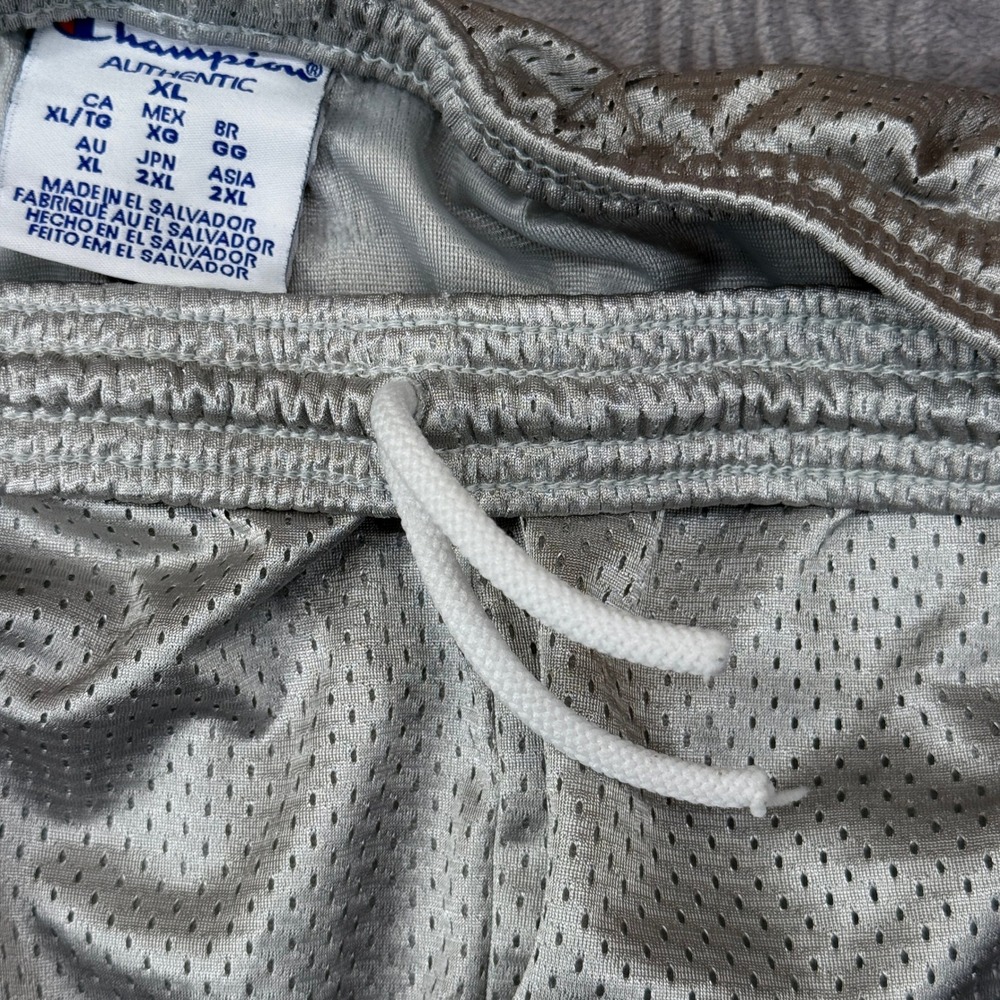 Champion Authentic Mesh Athletic Shorts Mens XL Gray Elastic Waist Pockets Logo - Picture 8 of 9
